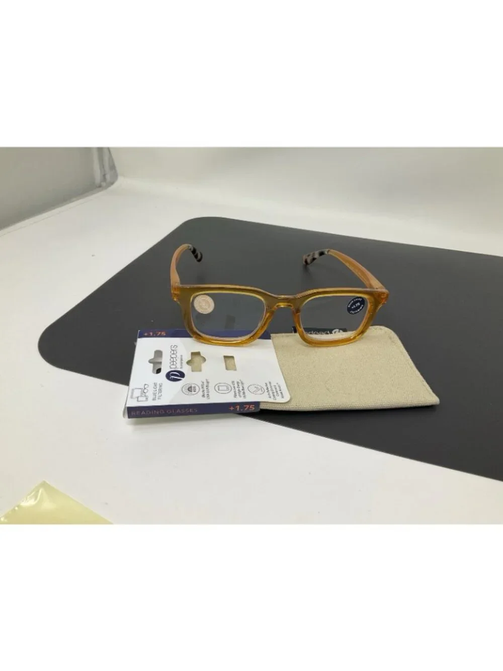 Canopy Peepers blue light filter Orange readers  +1.75 Reading Glasses